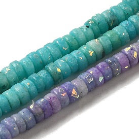 Brins de perles de dolomite naturelles, avec opale synthétique, teint, disque, perles heishi