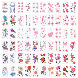 Craspire 2 set 2 autocollants de tatouages temporaires de style papillon et motif floral, autocollants en papier d'art corporel
