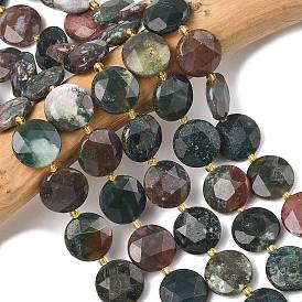 Природного индийского агата бисер нитей, граненый шестиугольный разрез, плоско-круглые, с бисером