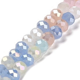 Imitation Jade Glass Beads Strands, Faceted, Round