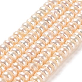 Natural Cultured Freshwater Pearl Beads Strands, Grade 5A+, Rondelle