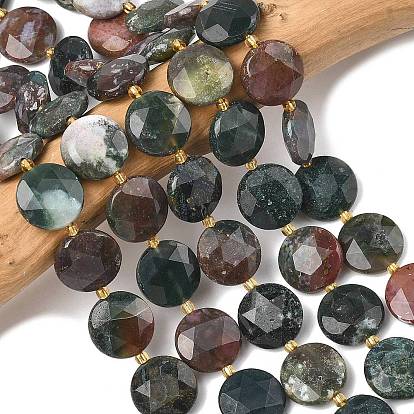 Природного индийского агата бисер нитей, граненый шестиугольный разрез, плоско-круглые, с бисером