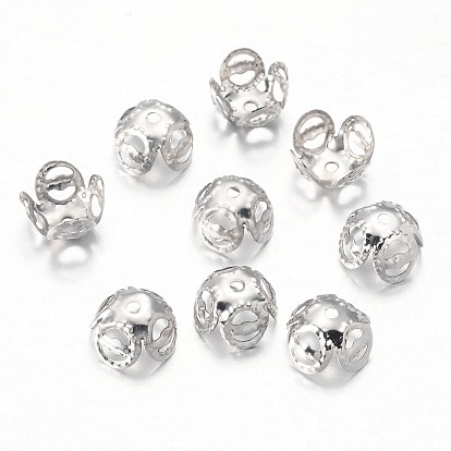 Железные филигранные крышки шарика, платиновый цвет, цветок