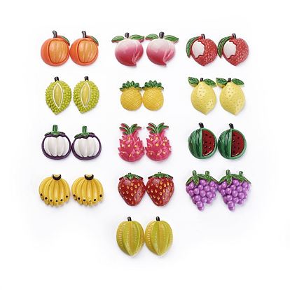 Cabujones de resina con tema de frutas, alimento de imitación