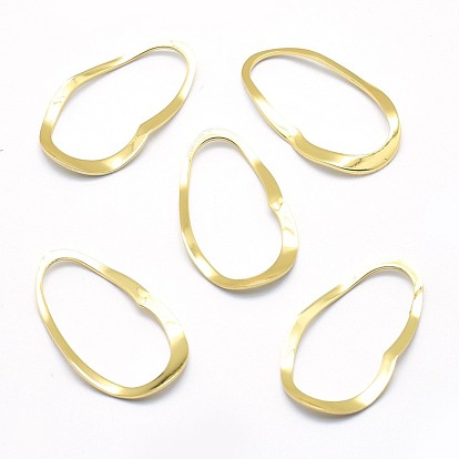 Brass Linking Rings, Lead Free & Cadmium Free & Nickel Free, Oval, Real 18K Gold Plated