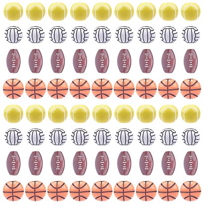 Craft Style Acrylic Beads, Mixed Ball Shapes, with Elastic Crystal Thread