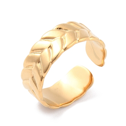 Ion Plating(IP) 304 Stainless Steel Leaf Open Cuff Ring for Women