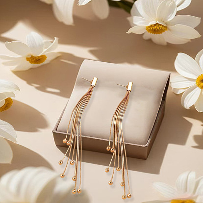 Железные круглые серьги-гвоздики с кисточками