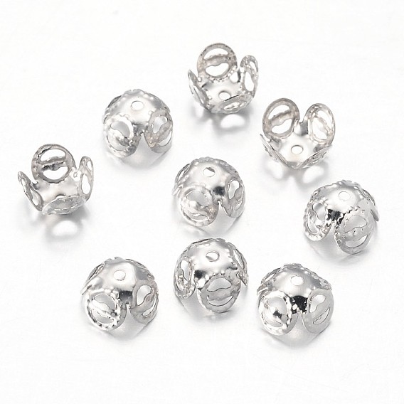 Железные филигранные крышки шарика, платиновый цвет, цветок