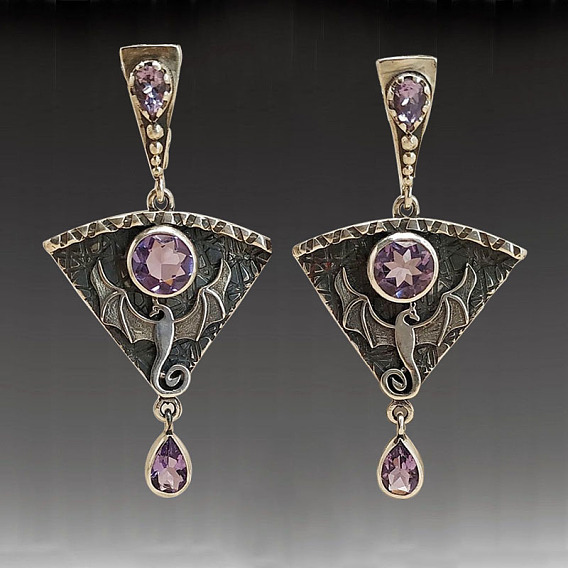 Металлические серьги с драконом в готическом стиле в стиле панк, кулон с розовым камнем, винтажные украшения