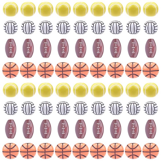 Craft Style Acrylic Beads, Mixed Ball Shapes, with Elastic Crystal Thread