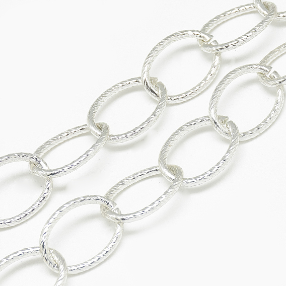 Aluminum Cable Chains, Textured, Unwelded, Oval