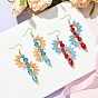 Handmade Glass Seed Beads & Glass Dangle Earrings, with 304 Stainless Steel Earrings, Flower, Golden