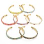 Stripe Enamel Cuff Bangle, Real 18K Gold Plated Brass Thin Open Bangle for Women, Nickel Free