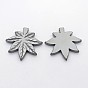 Autumn Theme Non-Magnetic Synthetic Hematite Maple Leaf Pendants, 40x41x4mm, Hole: 1.5mm