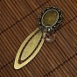 18x13mm Clear Domed Glass Cabochon Cover for DIY Alloy Portrait Bookmark Making, Bookmark Cabochon Settings: 74x25mm