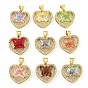 Rack Plating Brass Micro Pave Clear Cubic Zirconia Pendants, with Glass, Long-Lasting Plated, Cadmium Free & Lead Free, Heart with Butterfly Charms