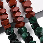 Нити бусин из натурального фуксита, красной яшмы и радужного лунного камня, самородки, граненые