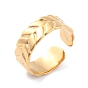 Ion Plating(IP) 304 Stainless Steel Leaf Open Cuff Ring for Women