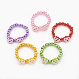 Perles acryliques enfants bracelets extensibles, boutons en acrylique avec pomme