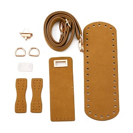 Kits de fabricación de bolsos de tejer de cuero de imitación pu diy, incluyendo la correa de la bolsa, marco de la bolsa, calce, anillos d, cerradura de la torcedura