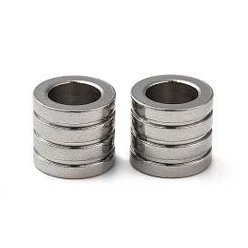 304 Stainless Steel European Beads, Large Hole Beads, Grooved Column