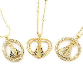 Ожерелья с подвеской из латуни с микропаве и кубическим цирконием Nossa senhora aparecida для женщин, реальный 18 k позолоченный