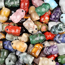 Natural & Synthetic Gemstone Carved Frog with Eye Figurines, for Home Office Desktop Decoration