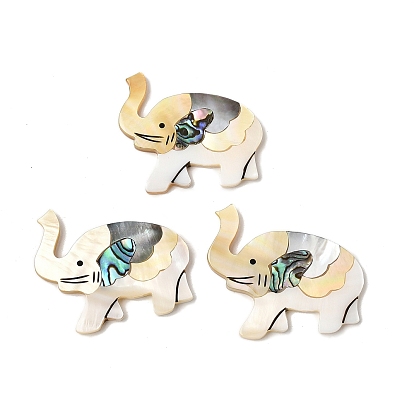 Кабошоны из натуральных пресноводных раковин, раковин морского ушка и белых раковин., слон