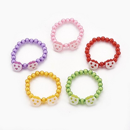 Perles acryliques enfants bracelets extensibles, boutons en acrylique avec pomme