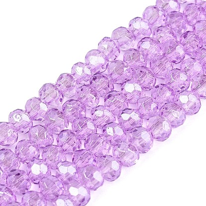 Backen Farbe Glasperlen Stränge, Mit Perlglanz plattiert, facettiert, Rondell