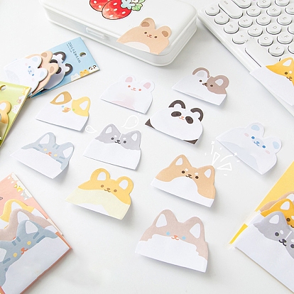 Cartoon Animal Memo Pad Sticky Notes, Sticker Tabs, for Office School Reading, Bear/Dog/Cat/Rabbit