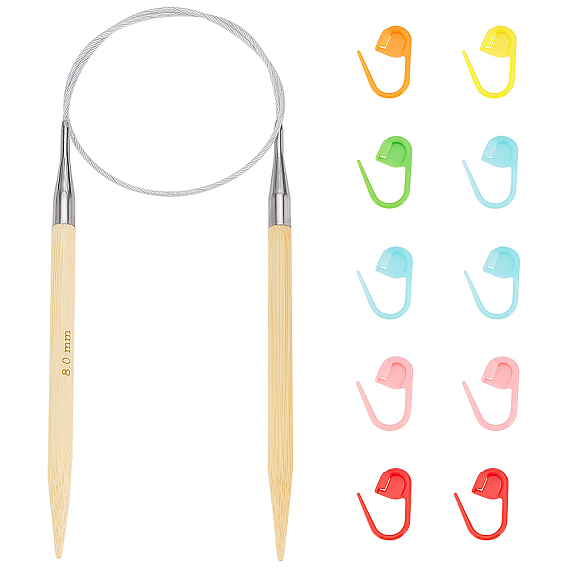 1 круговые спицы из бамбука, с 10шт. держателем маркеров фиксирующих стежков
