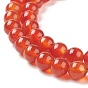 Gemstone Beads Strands, Carnelian, Dyed, Round, Dark Orange, 8mm, Hole: 1mm, about 50pcs/strand, 15~16 inch
