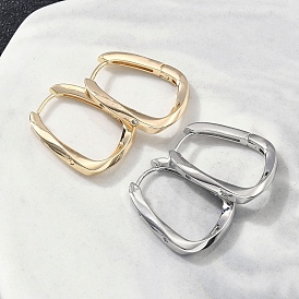 Прямоугольные серьги-кольца из латуни