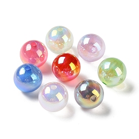 Perles acryliques craquelées plaquées UV, couleur ab , ronde