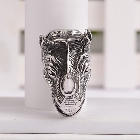 Antique Silver 3D Rhinoceros Shape Pendants, 304 Stainless Steel Pendants, 35.5x20x24mm, Hole: 5x8.5mm
