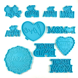 Mother's Day/Father's Day  Silicone Pendant Molds, Keychain Charm Resin Casting Molds