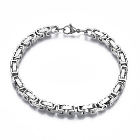 201 bracelet chaîne byzantine en acier inoxydable pour hommes femmes
