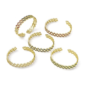 Brazalete abierto con rombos huecos y circonitas cúbicas, joyería de latón chapado en rack para mujer, sin plomo y cadmio