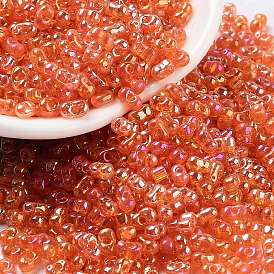 Glass Seed Beads, Transparent Colours, AB Color, Peanut