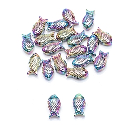 Perles de verre plein de galvanoplastie plaquées, poisson