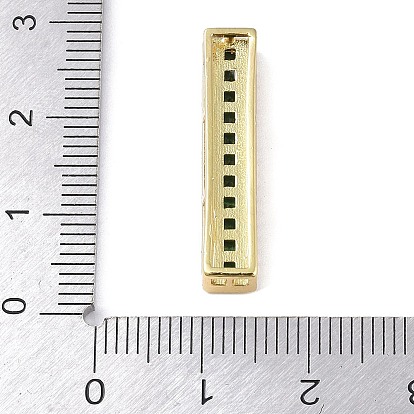 Rack Plating Brass Pave Cubic Zirconia Connector Charms, Rectangle Links, Real 18K Gold Plated, Long-Lasting Plated, Lead Free & Cadmium Free