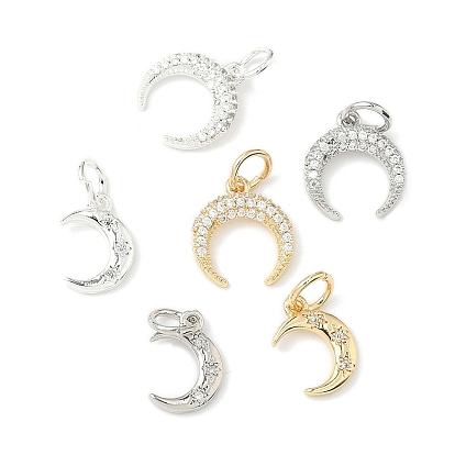 Латунные микро проложить кубического циркония подвески, Луна прелести, стойки покрытие, долговечный, с целью перехода в кольце