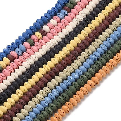 Синтетические бусины из лавы, окрашенные, рондель, блюдце бусины