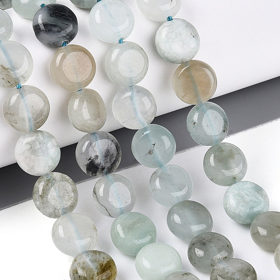 Окрашенные природные белый нефрит бисер пряди, плоско-круглые