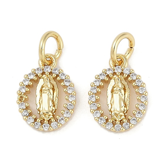 Стойка металлическая латунная микропрофилированная кубическая циркония подвески, без свинца и без кадмия, долговечный, плоский круглый с подвесками Девы Марии, с целью перехода в кольце