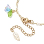Fruit & Flower Glass Seeds Charm Bracelets, with Golden Brass Paperclip Chains