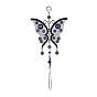 Alloy Butterfly Turkish Blue Evil Eye Pendant Decoration, with Crystal Prisms, for Home Wall Hanging Amulet Ornament