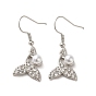 Whale Tail Shape Alloy Rhinestone Dangle Earrings, with Plastic Pearl